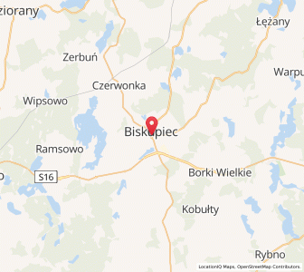 Mapa: Biskupiec, województwo warmińsko-mazurskie