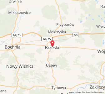 Mapa: Brzesko, województwo małopolskie