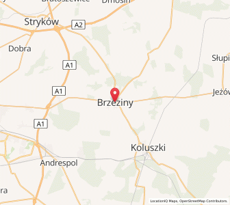 Mapa: Brzeziny, województwo łódzkie