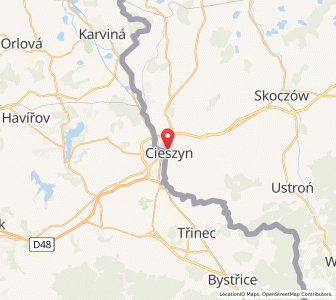 Mapa: Cieszyn, Województwo śląskie