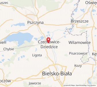 Mapa: Czechowice-Dziedzice, Województwo śląskie