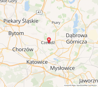 Mapa: Czeladź, Województwo śląskie