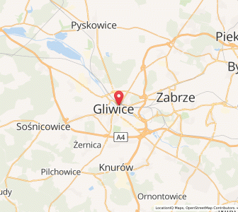 Mapa: Gliwice, Województwo śląskie