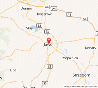 Mapa: Jawor, Województwo dolnośląskie