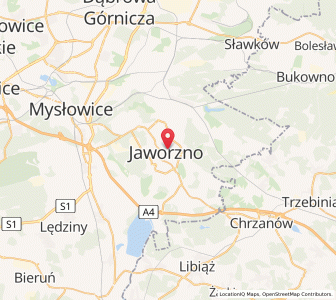Mapa: Jaworzno, Województwo śląskie