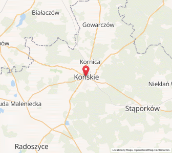 Mapa: Końskie, Województwo świętokrzyskie