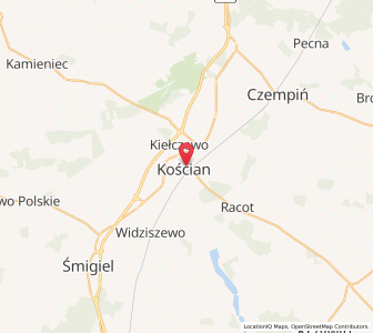 Mapa: Kościan, Województwo wielkopolskie