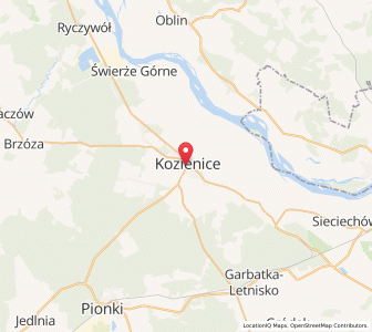 Mapa: Kozienice, województwo mazowieckie