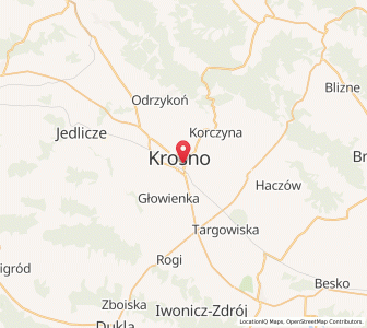 Mapa: Krosno, Województwo podkarpackie