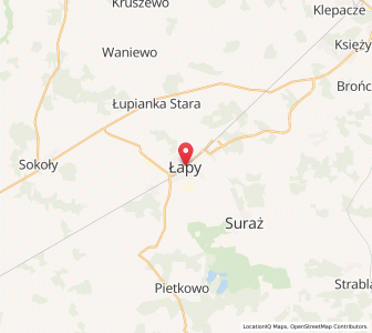Mapa: Łapy, województwo podlaskie