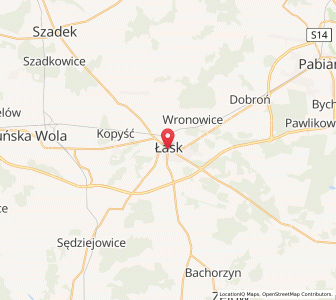 Mapa: Łask, województwo łódzkie