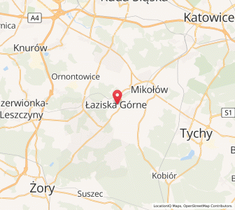 Mapa: Łaziska Górne, Województwo śląskie