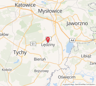 Mapa: Lędziny, województwo śląskie