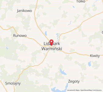 Mapa: Lidzbark Warmiński, województwo warmińsko-mazurskie