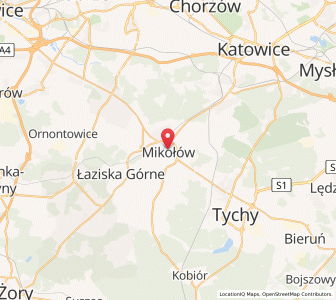 Mapa: Mikołów, Województwo śląskie