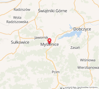 Mapa: Myślenice, województwo małopolskie