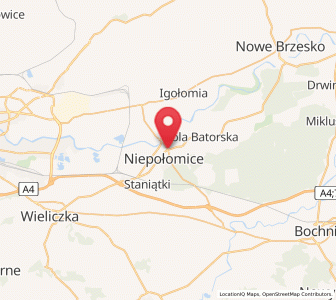 Mapa: Niepołomice, województwo małopolskie