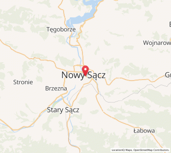 Mapa: Nowy Sącz, Województwo małopolskie