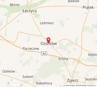 Mapa: Ozorków, Województwo łódzkie