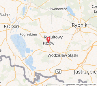 Mapa: Pszów, województwo śląskie