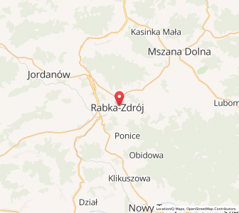Mapa: Rabka-Zdrój, województwo małopolskie