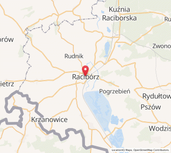 Mapa: Racibórz, Województwo śląskie