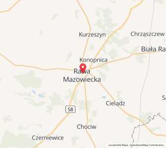 Mapa: Rawa Mazowiecka, województwo łódzkie