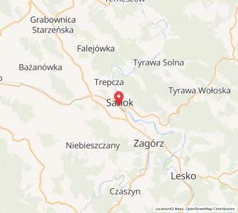Mapa: Sanok, Województwo podkarpackie