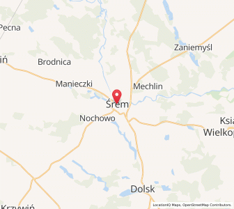 Mapa: Śrem, Województwo wielkopolskie