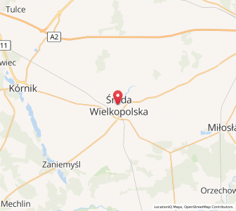 Mapa: Środa Wielkopolska, Województwo wielkopolskie