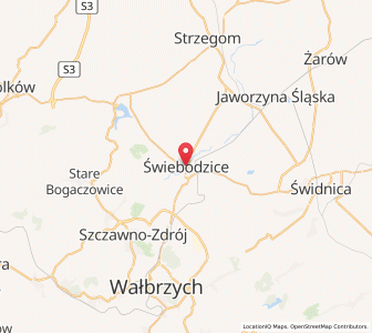 Mapa: Świebodzice, Województwo dolnośląskie