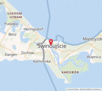 Mapa: Świnoujście, Województwo zachodniopomorskie