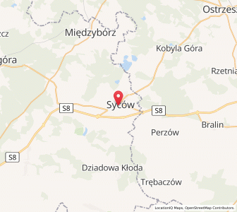 Mapa: Syców, województwo dolnośląskie