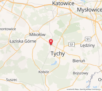 Mapa: Tychy, Województwo śląskie