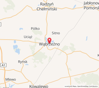 Mapa: Wąbrzeźno, województwo kujawsko-pomorskie
