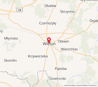 Mapa: Wieluń, Województwo łódzkie