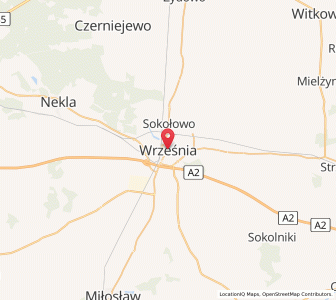 Mapa: Września, Województwo wielkopolskie