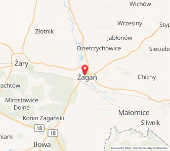 Mapa: Żagań, Województwo lubuskie